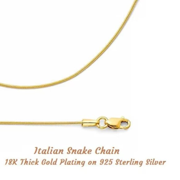 18K Gold Plated Snake Chain on 925 ITALY Solid Sterling Silver Stamped 925 Italy - Picture 3 of 6